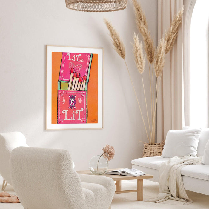 Retro trendy aesthetic wall art, trendy retro wall print | colorful wall art | orange and pink poster | lucky you wall art,risograph digital