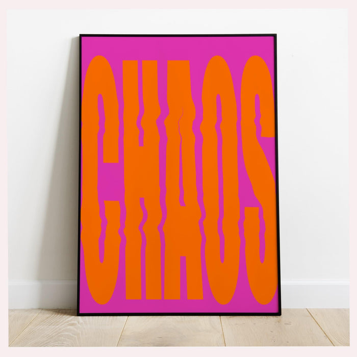 Retro trendy aesthetic wall art, trendy retro wall print | colorful boho wall art | orange and pink poster | modern retro dorm decor, chaos