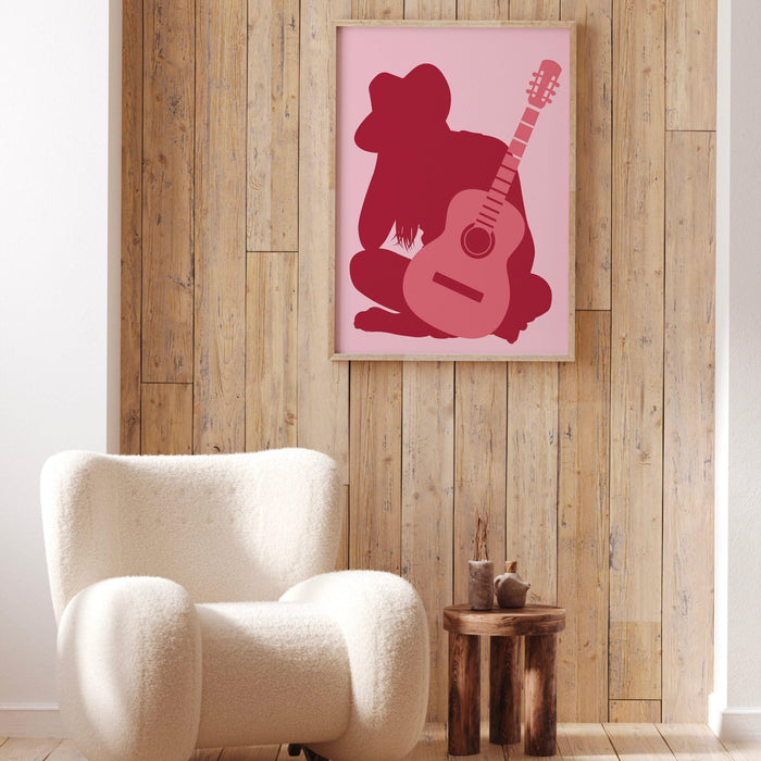 Retro trendy aesthetic wall art, trendy retro wall print | colorful boho wall art | orange and pink poster | modern retro dorm decor, lucky