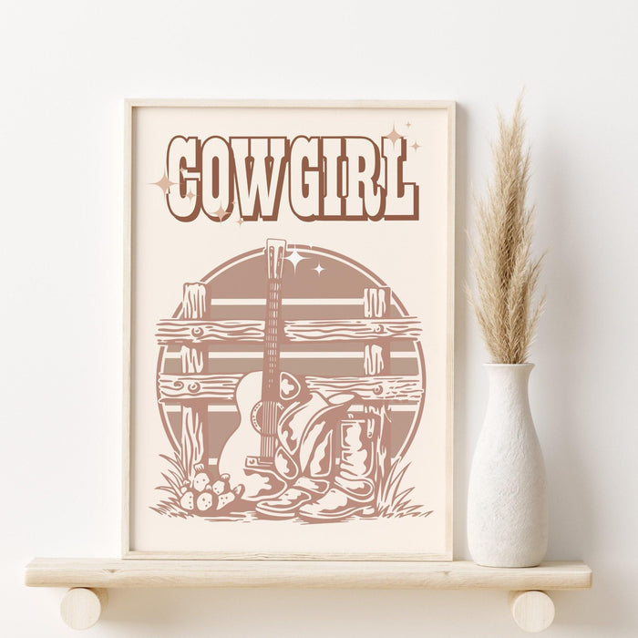 Retro cowgirl, cowgirl print, western print, cowgirl wall art, western wall art, vintage western print, trendy wall art, instant download