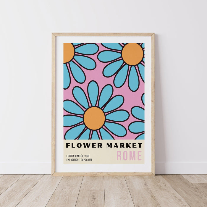 Printable set of 3 prints, flower market prints, 70's wall art, trendy, retro print, set of three wall art, gallery wall bundle,