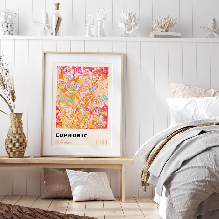 Psychadelic digital download, 70s style poster, 60s flower print, orange pink decor, dork room wall art, trendy wall art, retro wall decor