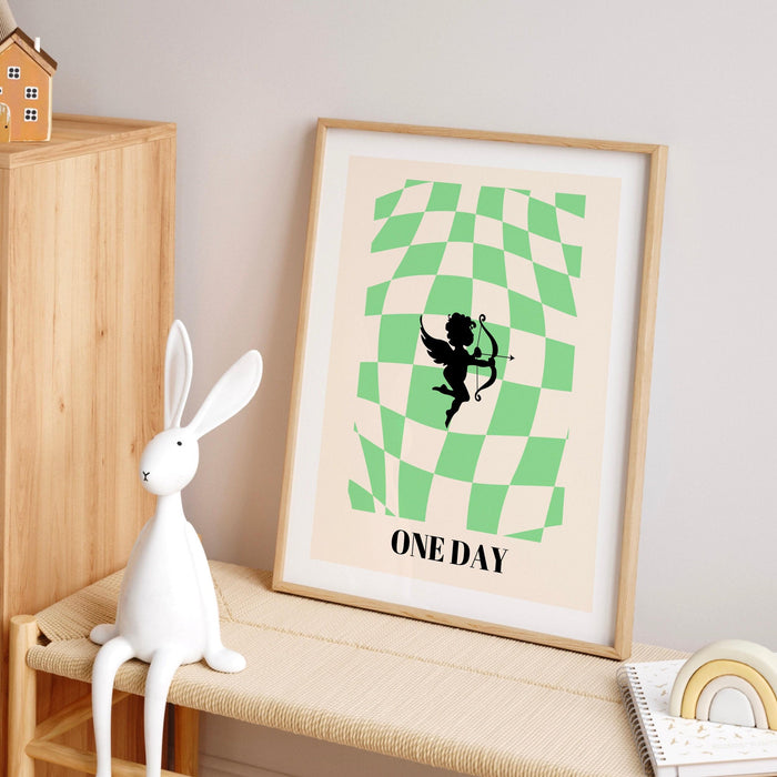 Preppy wall art cupid, digital print, preppy art, preppy poster print, preppy room decor, college room decor, minamalist, affirmation poster