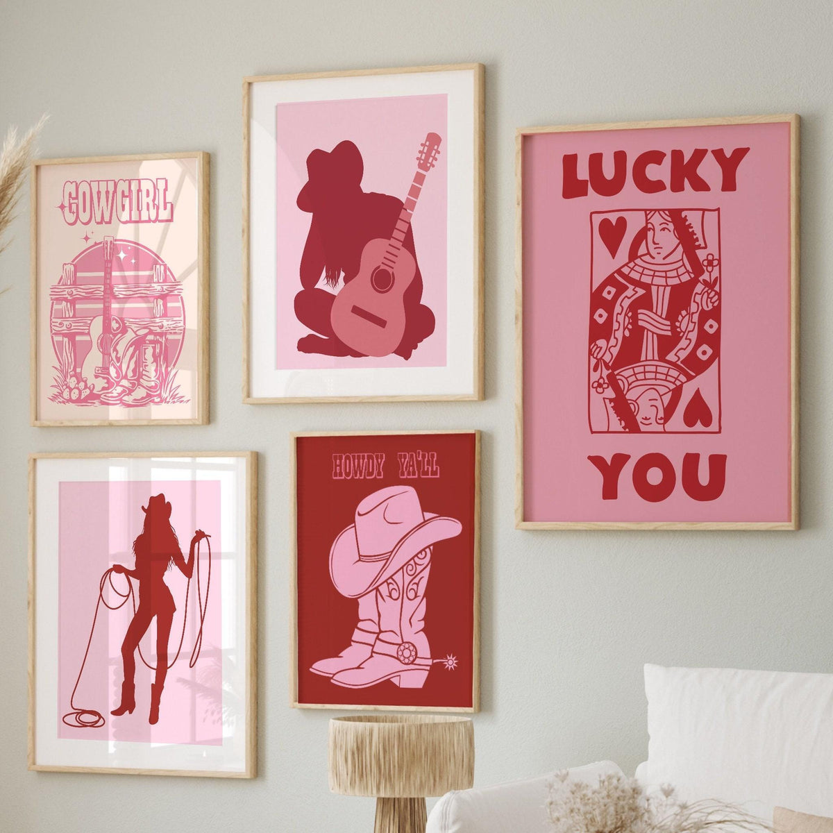 Pink rodeo poster print, preppy western wall art, cowgirl poster, pink ...