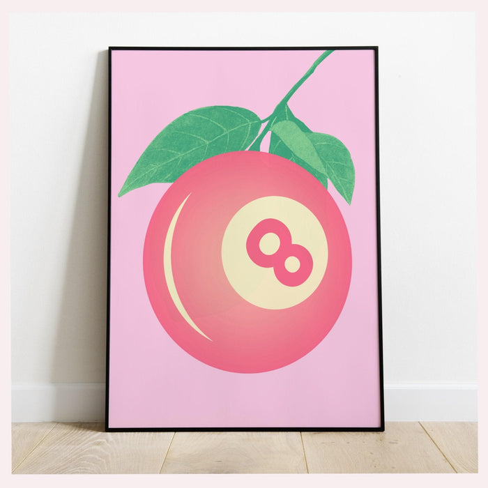 Pink preppy wall art 8 ball, digital print, preppy art, preppy poster print, preppy room decor, college room decor, minamalist wall decor