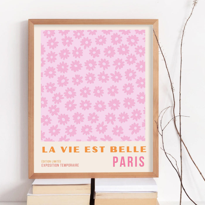 Pink orange flower market digital download, 70s style poster, 60s flower print, orange pink decor, dork room wall art, printable set of 3