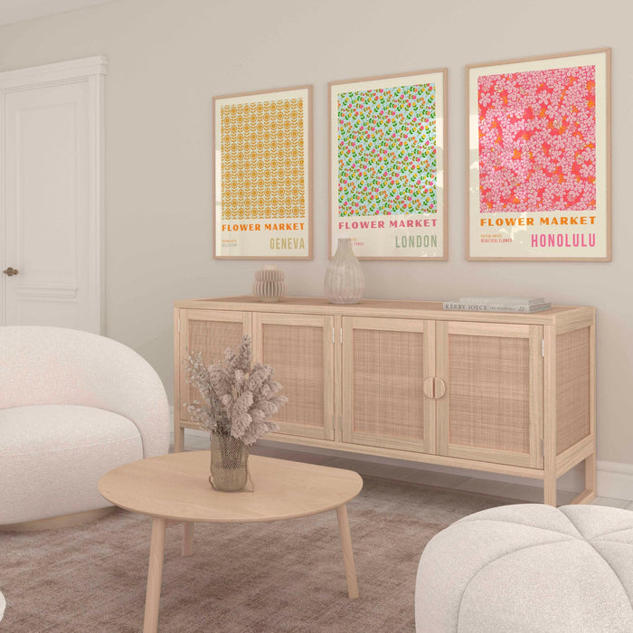 Pink orange flower market digital download, 70s style poster, 60s flower print, orange pink decor, dork room wall art, printable set of 9