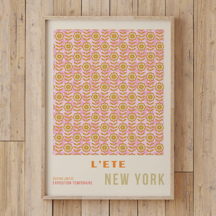 Pink orange flower market digital download, 70s style poster, 60s flower print, orange pink decor, dork room wall art, printable set of 3