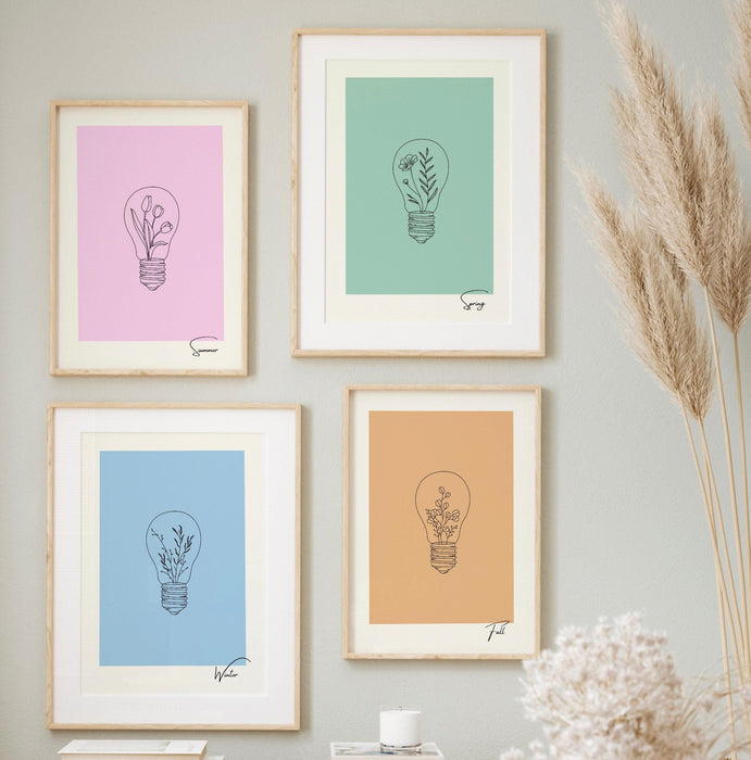 Pink flower market digital download, 70s style poster, 60s flower print, orange pink decor, botanical wall art, printable set of 4, line art