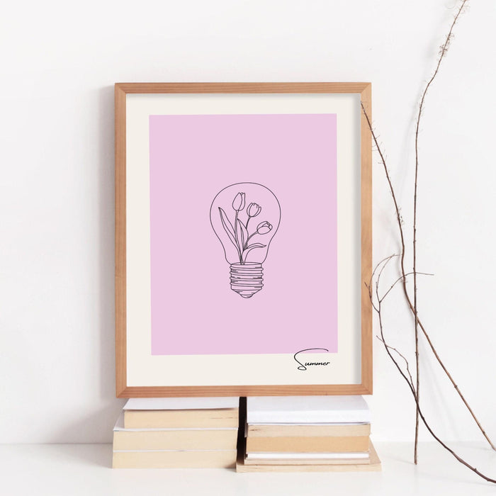 Pink flower market digital download, 70s style poster, 60s flower print, orange pink decor, botanical wall art, printable set of 4, line art