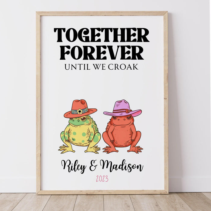 Personalized print, custom couple names and date print personalised couples art, wedding anniversary gift, engagement trendy retro digital
