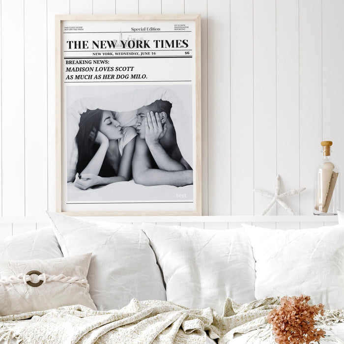 Personalized dog mom gift custom dorm decor gift for dog lover friend gift for couple trendy newspaper print digital download