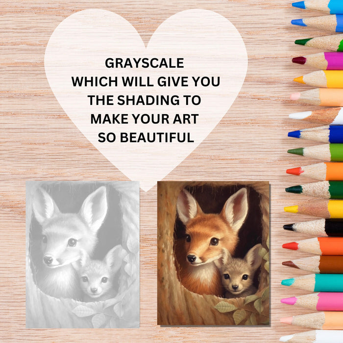 Mother love animals | printable adult grayscale colouring book pages | set of 20 printable coloring in pages instant digital download pdf