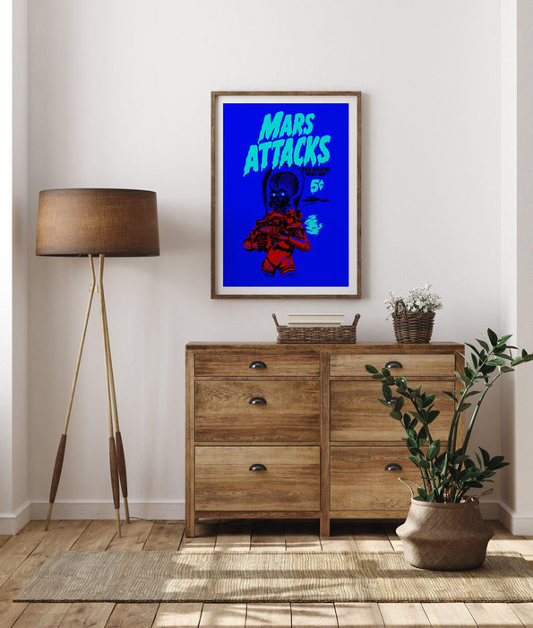 Mars attacks! movie poster, classic 90's vintage wall film art print photo, tim burton decor, alien poster,printable wall art digital print