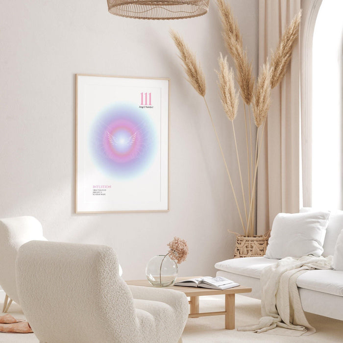 Manifestation poster aura print spiritual wall art gradient print angel numbers affirmation wall art digital download