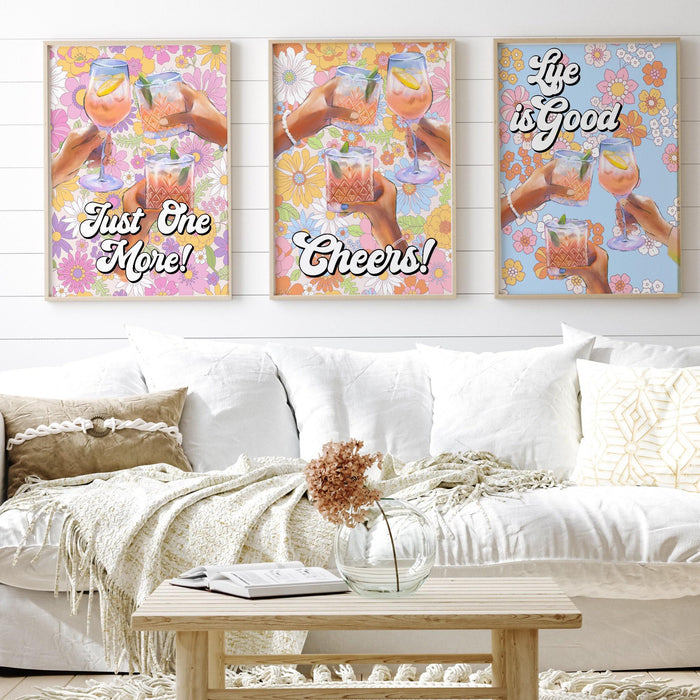 Just one more, digital download, martini art-retro print-cheers art print-trendy art-70s art print-girly-cocktail art -preppy bar cart art