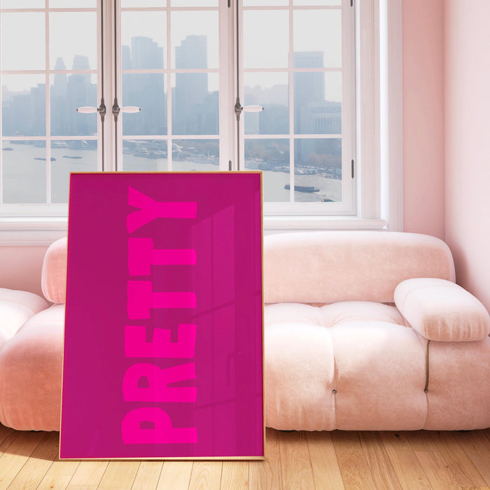 Hot pink orange poster, maxximalist large pink wall art, digital artwork,printable, girly dorm room art trendy retro digital download