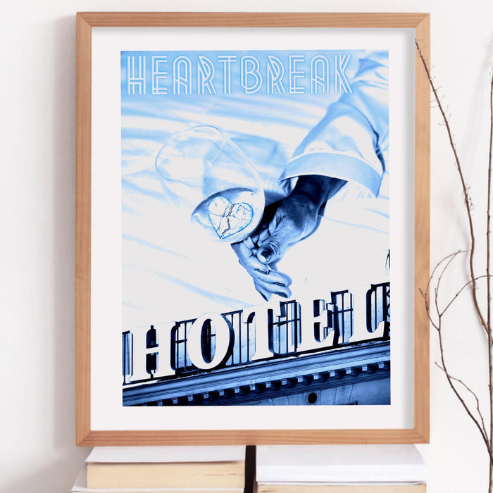 Heartbreak hotel trendy retro wall art set of 3, retro trendy aesthetic print,lucky you poster, blue print,trendy wall art,funny digital art