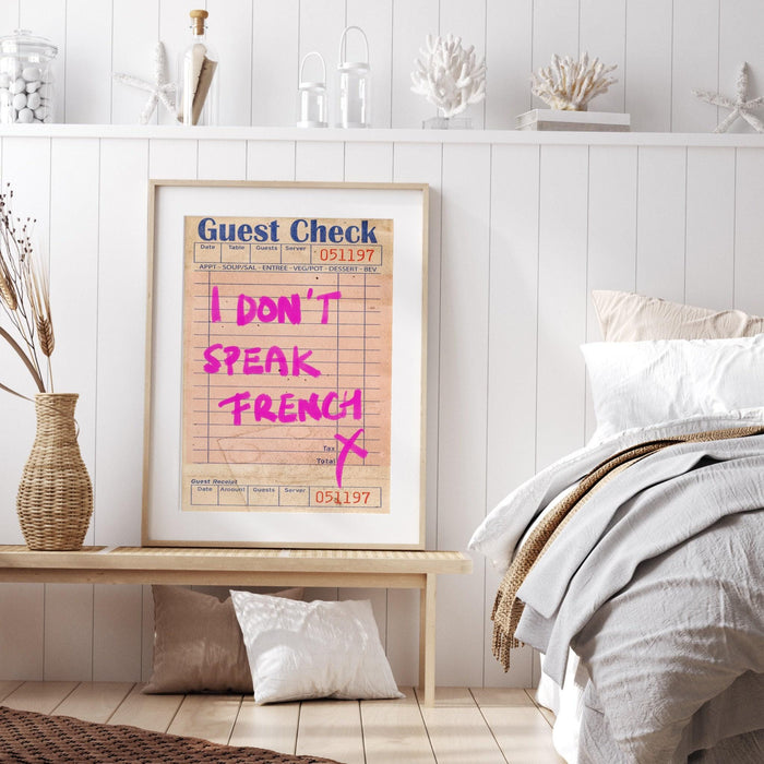 Guest check, trendy retro wall art, retro trendy aesthetic wall art pink print, trendy wall art, vibrant, funny art, dorm room digital art
