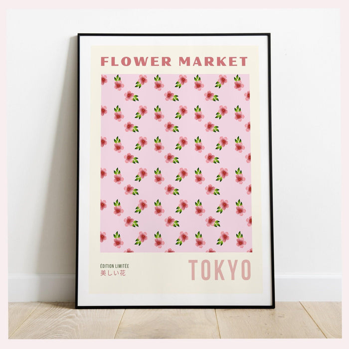 Flower market prints, retro flower market print, pink wall art, tokyo, digital prints, blush pretty pink wall decor, tokyo poster wall decor