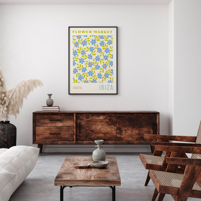 Flower market digital download, 70s style poster, 60s flower print, floral decor, printable wall art, flower print, ibiza print, cute art