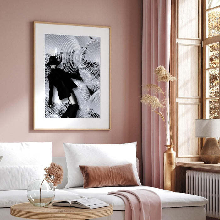 Fashion girl print | disco print | girls drinking print | fashion wall art | stylish wall art | black and white art | funky prints