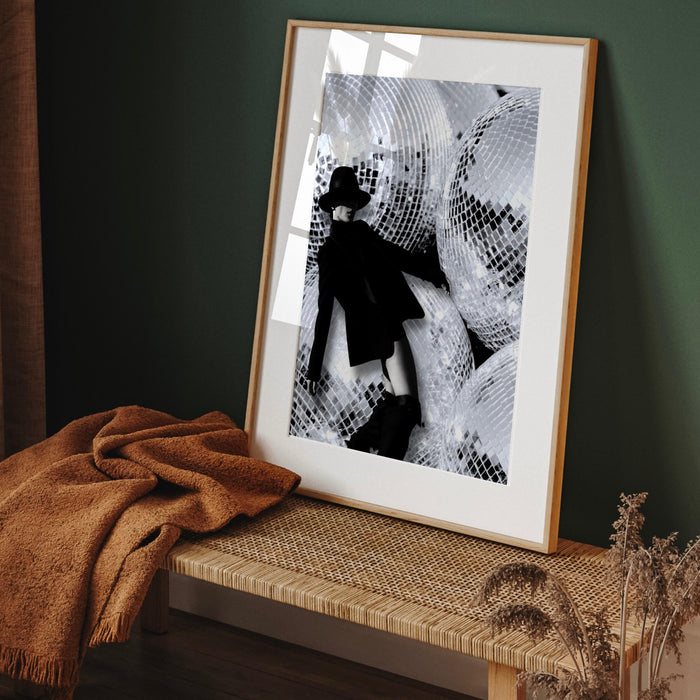 Fashion girl print | disco print | girls drinking print | fashion wall art | stylish wall art | black and white art | funky prints