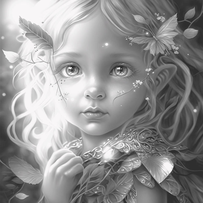 Fantasy fairy delicate coloring page printable adult coloring page for adult kids coloring book digital download grayscale instant download