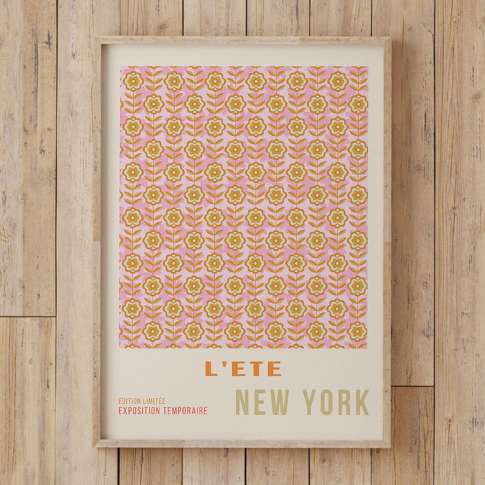 Dorm room decor, orange flower market digital download print, 70s style prints, pink orange decor, dork room wall art, printable art set