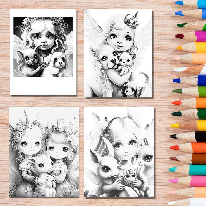 Fairy coloring book | printable coloring pages set of 10 fantasy coloring sheets | instant download. fantasy fairies unicorn coloring pages