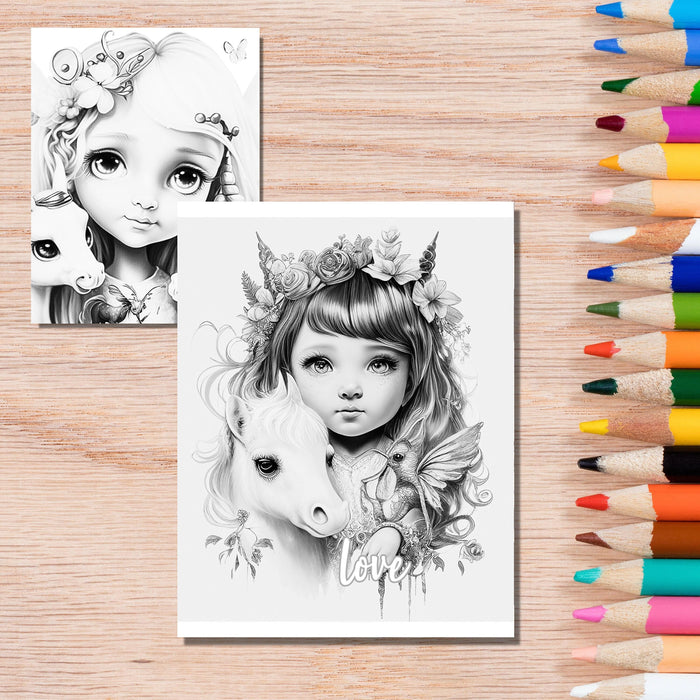 Fairy coloring book | printable coloring pages set of 10 fantasy coloring sheets | instant download. fantasy fairies unicorn coloring pages