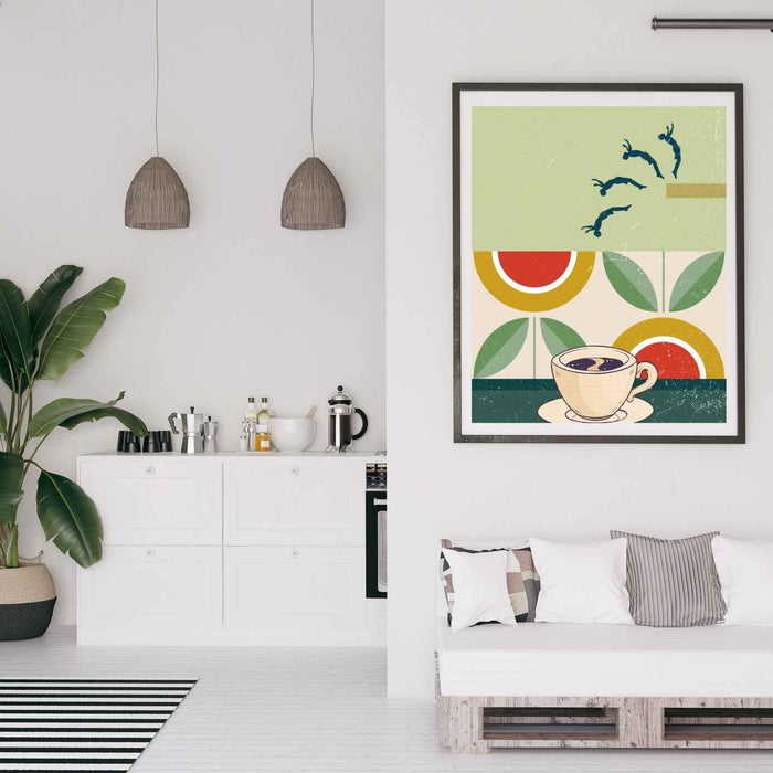 Coffee print, drink poster, modern kitchen decor, retro poster, pop art, kitchen art, exhibition poster, illustration, coffee lover