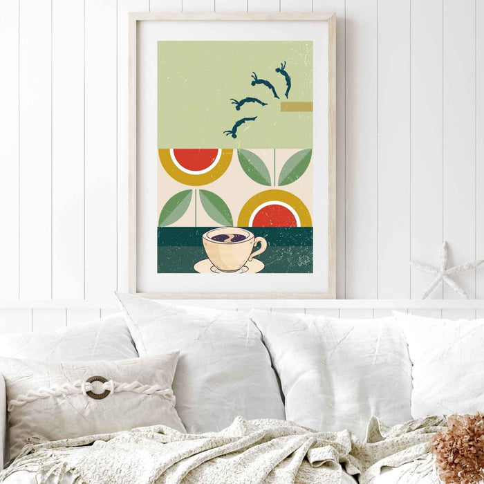 Coffee print, drink poster, modern kitchen decor, retro poster, pop art, kitchen art, exhibition poster, illustration, coffee lover