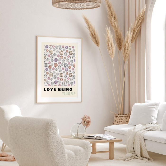 Boho flower market digital download print, 70s style poster, 60s flower print, pink orange decor, dork room wall art, printable art