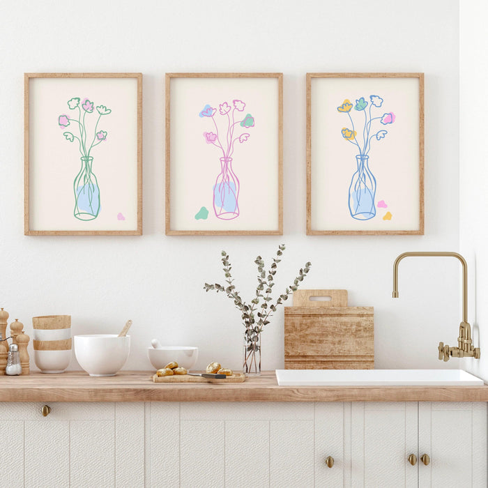 Blue coquette girly bedroom gallery wall flowers cottagecore printable dorm decor gift cute minimalist digital download wall art set of 6