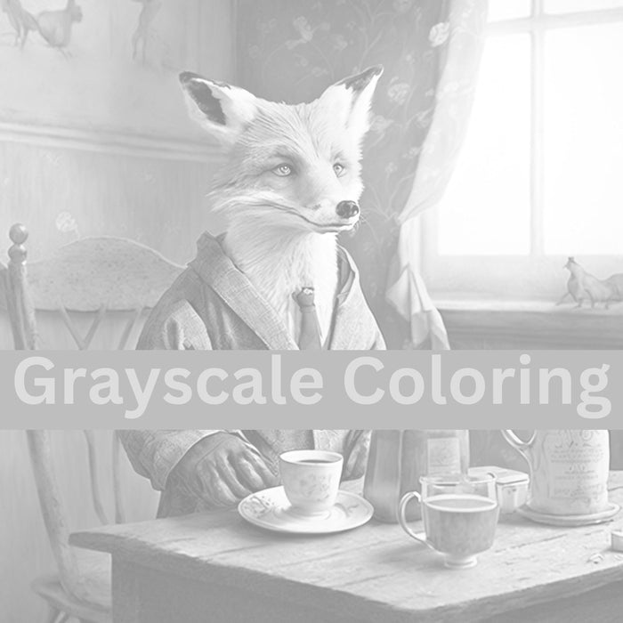 Adult coloring page printable coloring page for adult kids coloring book digital download grayscale instant download, printable fox art