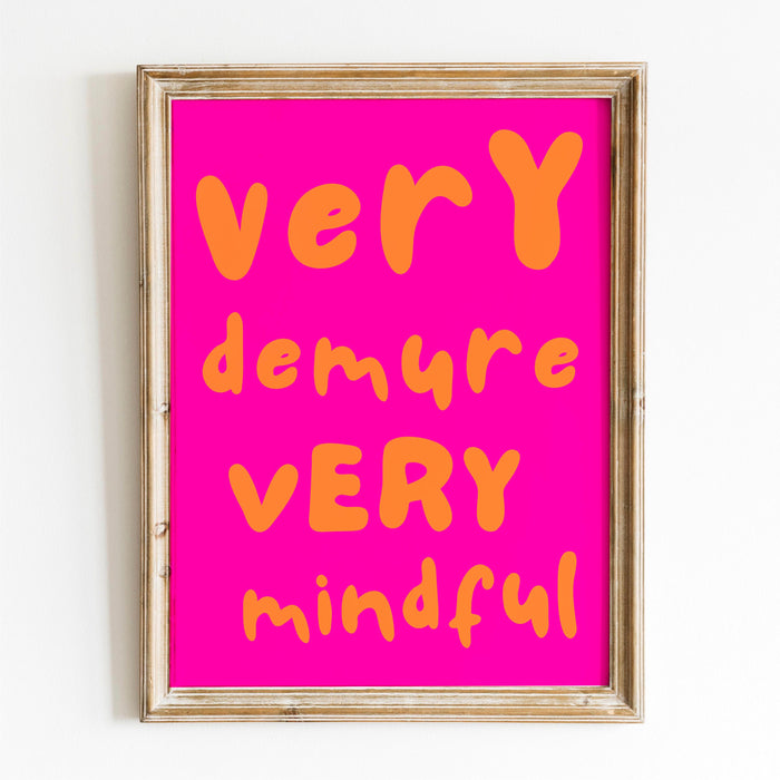 Very Demure Mindful Pink Orange Poster, Funky 70s Pink Wall Art Digital Artwork,Printable, Girly Dorm Room Art Trendy Retro Digital Download