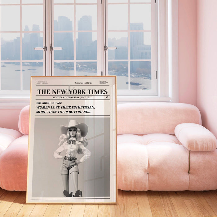 Trendy newspaper print esthetician wall art preppy vintage wall decor, funny dorm decor, bar cart wall art salon decor funny printable