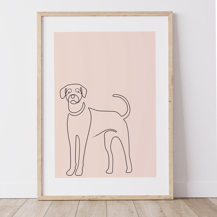 Gallery wall art set of 3, dog prints, boho dog line art poster, blush pink print, pale pink wall decor, minimalist wall art, pink wall art,