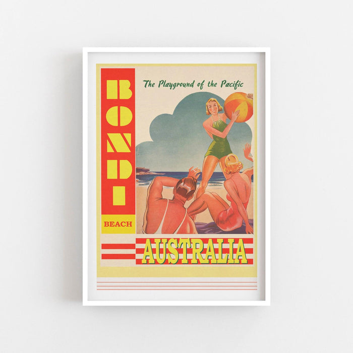 Bondi print, travel art , world travel decor, travel drawing, art travel, vintage home decor, travel poster, travel gift ideas