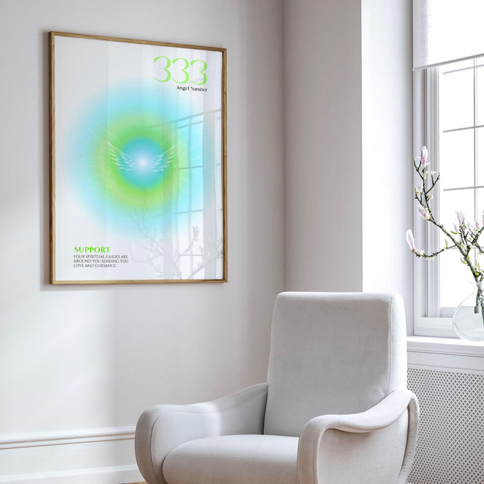 Angel number 333 | aura poster | spiritual wall art | gradient print | angel numbers | affirmation wall art | aura print | printable decor