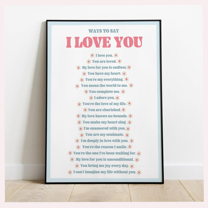 I love you wall print, digital download print, retro wall decor, large printable art, downloadable prints