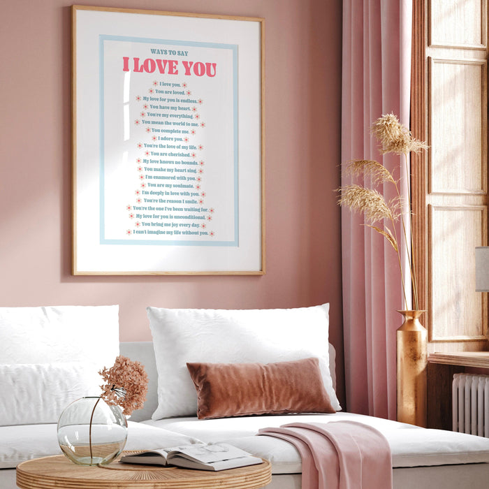 I love you wall print, digital download print, retro wall decor, large printable art, downloadable prints