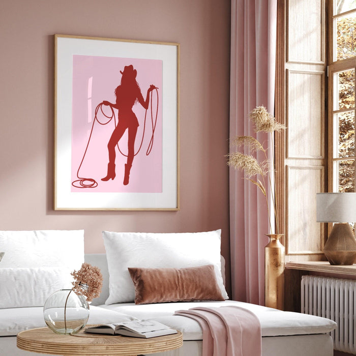 Pink print, cowgirl wall art | cute western decor | cowgirl boot print | preppy wall art digital download | howdy poster | printable poster