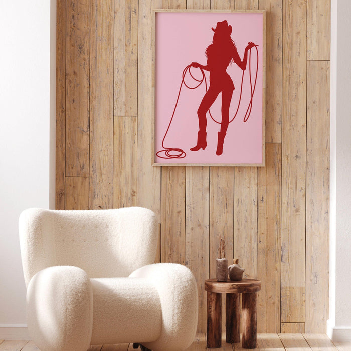 Pink print, cowgirl wall art | cute western decor | cowgirl boot print | preppy wall art digital download | howdy poster | printable poster