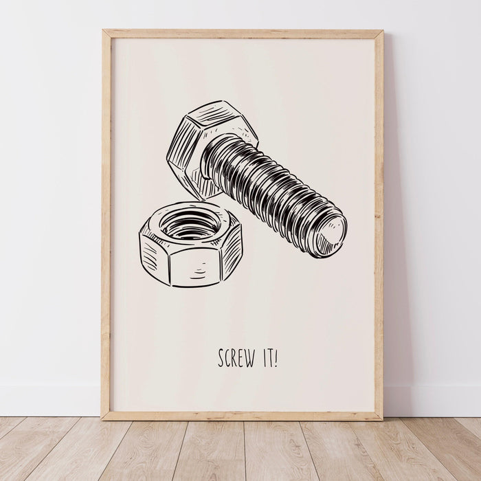 Screw it  vintage poster black and white wall art print funny gift for him trendy aesthetic living room decor digital dowload
