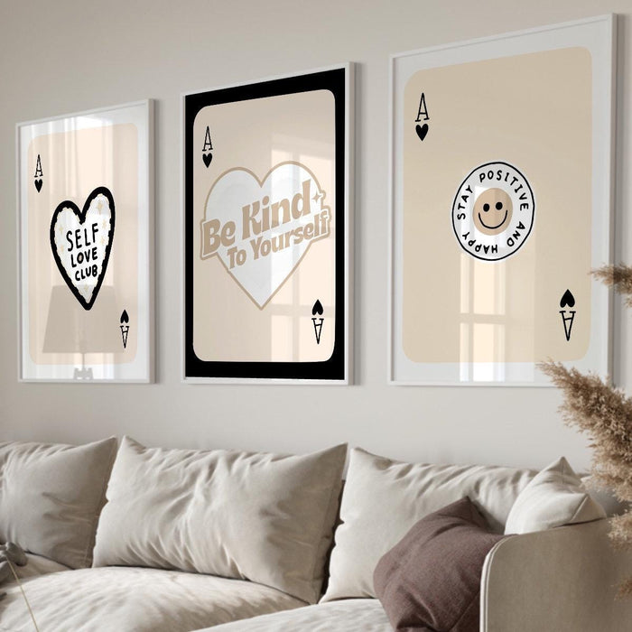 Trendy retro wall art set of 9, retro trendy aesthetic print, black and beige poster, lucky you poster, trendy wall art, funny art, digital,