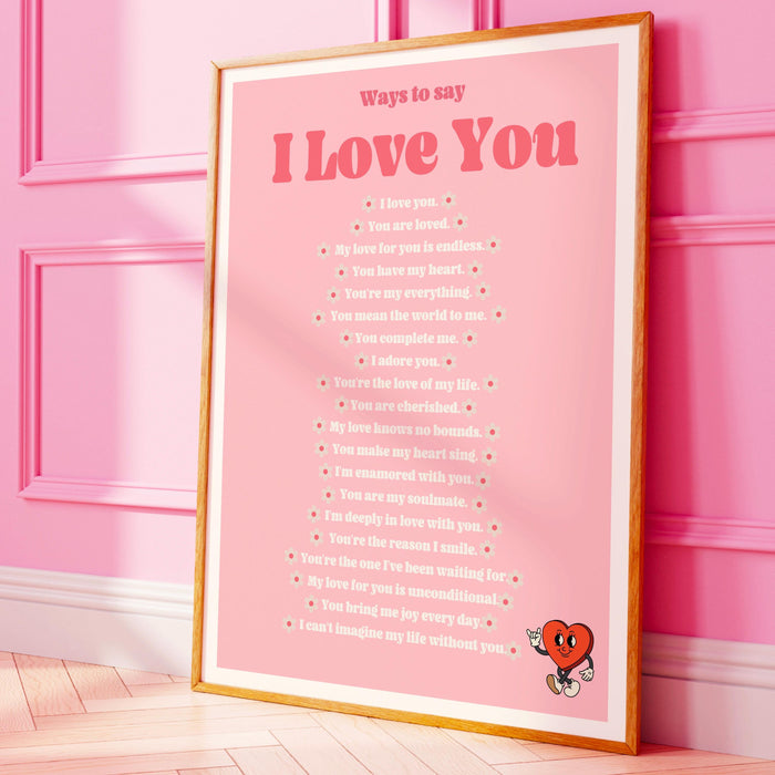 Ways to say i love you preppy wall art funky maximalist decor, trendy retro wall art preppy y2k room decor aesthetic poster groovy wall art