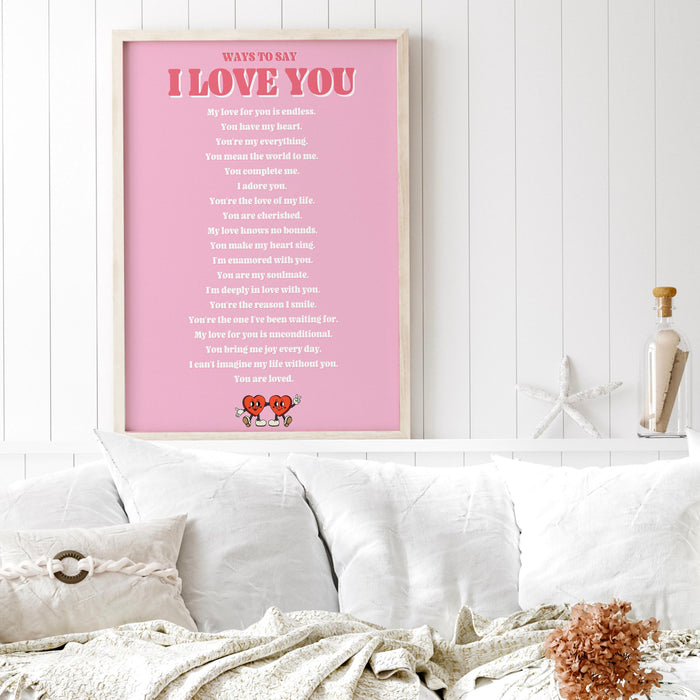 Ways to say i love you girly wall art y2k room decor, retro wall art coquette room decor, bar cart art large wall art preppy dorm decor