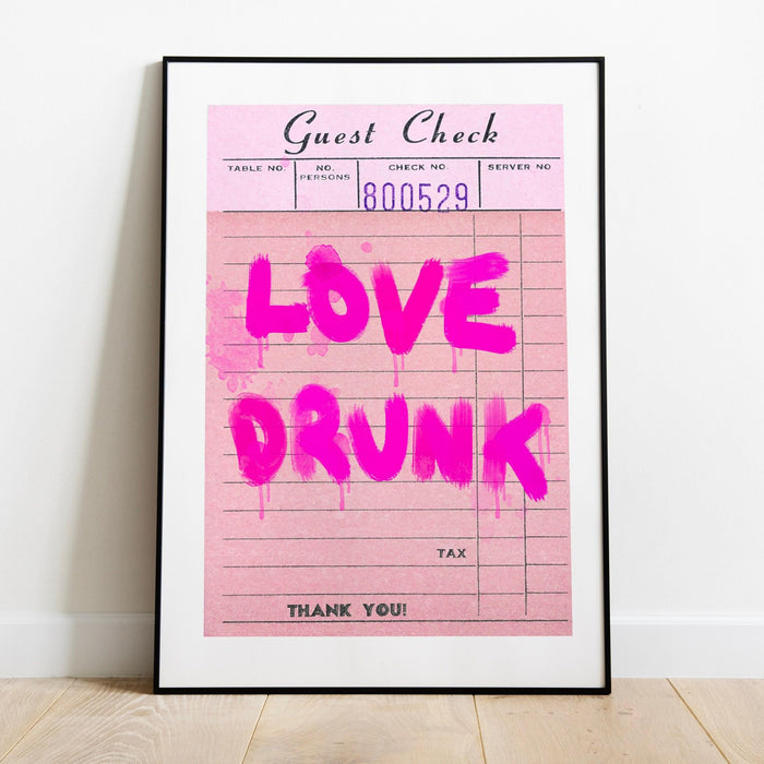 Trendy retro wall art, guest check print, retro trendy aesthetic pink wall art, trendy wall art, vibrant, funny art, bar cart art printable
